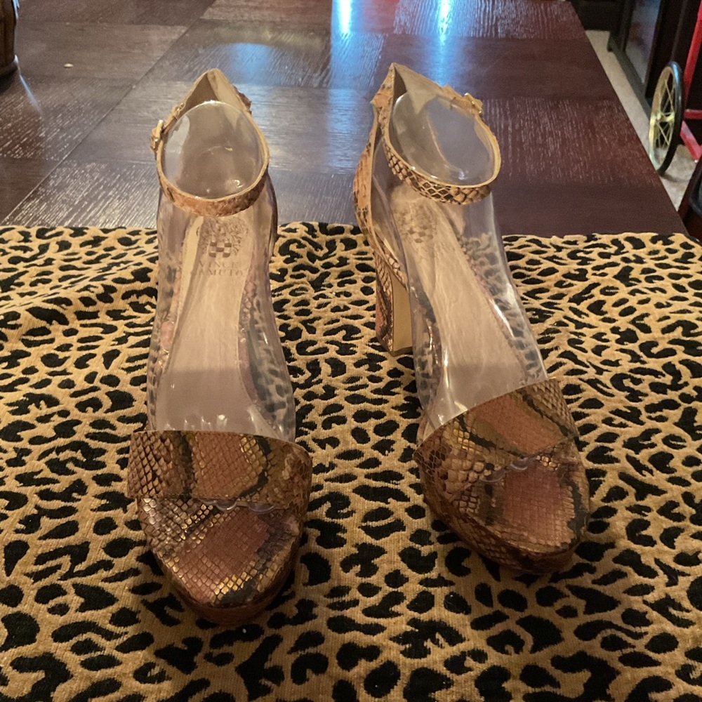 Vince Camuto Brown Snakeskin Heels